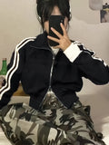 Contrast Trim Zipper Jacket, Casual Long Sleeve Outwear For Fall & Winter, Women's Clothing