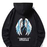 kkboxly  Men's Cartoon Angel Wing Printing Hoodie, Trend Casual Long Sleeve Hooded Sweatshirt