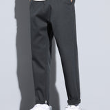 kkboxly  Plus Size Men's Solid Pants Stylish Casual Pants For Spring Fall Winter, Men's Clothing