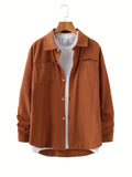 kkboxly  Mens Casual Basic Turndown Collar Soft Cotton Shirt With Chest Pocket, Male Clothes For Spring And Fall