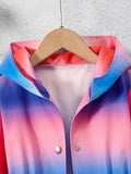 Tie Dye Long Sleeve Zip Front Hooded Jacket For Girls Spring Fall Gift
