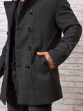 kkboxly  Plus Size Men's Solid Fleece Coat Fashion Casual Elegant Tops Button Up Jacket For Fall Winter, Men's Clothing