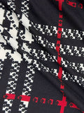 kkboxly  Plus Size Classic Coat, Women's Plus Houndstooth Print Open Front Long Sleeve Medium Stretch Jacket