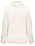 Women's Sweater Casual Turtleneck Solid Color Knitted Buttons Loose Fall Winter Sweater