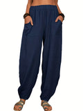 2025 kkboxly  Elastic High Waist Harem Pants, Casual Pocket Pants For Spring & Summer, Women's Clothing