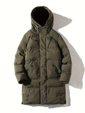 kkboxly  Men's Hooded Padded Jacket, Men Casual Padded Coat Windbreaker Zipper Pocket For Men Winter
