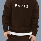 kkboxly  PARIS Print Warm Thick Sweatshirt, Men's Casual Graphic Design Slightly Stretch Crew Neck Pullover Sweatshirt For Autumn Winter