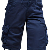kkboxly  Cotton Comfortable Multi Pocket Cargo Shorts, Men's Casual Elastic Waist Cargo Shorts For Summer Outdoor
