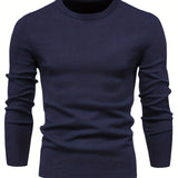 kkboxly  Men's Casual Knitted Sweater - Warm and Stretchy Crew Neck Pullover for Fall and Winter