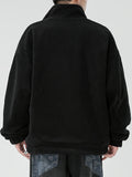 kkboxly  Men's Trendy Fleece Sports Jacket, Casual Stand Collar Zip Up Warm Loose Fit Jacket For Outdoor Fall Winter