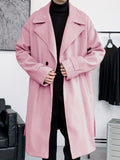 kkboxly  Men's Elegant Single Breasted Trench Coat, Casual Lapel Overcoat For Fall Winter