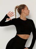kkboxly  1 piece Comfortable Seamless Long Sleeve Crop Top for Yoga and Fitness Workouts - High Waist Activewear for Women