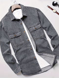 kkboxly  Men's Street Style Button Up Denim Jacket