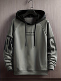 kkboxly Plus Size Men's Contrast Color Letters Print Hoodies Oversized Hooded Sweatshirt Casual Fashion Tops For Spring/autumn, Men's Clothing