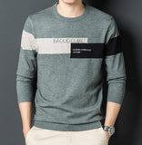 kkboxly  All Match Knitted Preppy Color Block Sweater, Men's Casual Warm Slightly Stretch Crew Neck Pullover Sweater For Men Fall Winter