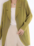 kkboxly  Stripe Textured Open Front Blazer, Casual Long Sleeve Blazer For Fall & Spring, Women's Clothing