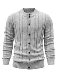 2025 kkboxly  Classic Design Knitted Pullover Sweater, Men's Casual High Stretch Crew Neck Cardigan Sweaters For Fall Winter