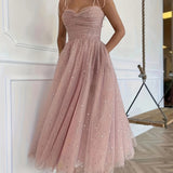 kkboxly  Plus Size Sequin Decor Mesh Bridesmaid Dress, Elegant Gathered Sweetheart Neck Cami Dress For Wedding Party, Women's Plus Size Clothing