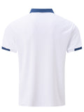 kkboxly  Breathable Regular Fit Contrast Color Design Golf Polo Shirt, Men's Casual V-Neck T-Shirt Short Sleeve For Summer, Men's Clothing