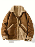Men's Warm Fleece Jacket, Casual Stylish Warm Jacket For Fall Winter