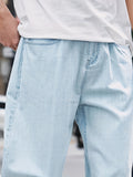kkboxly  Trendy Casual Men's Solid Color Loose Denim Jeans With Pockets, Men's Outfits