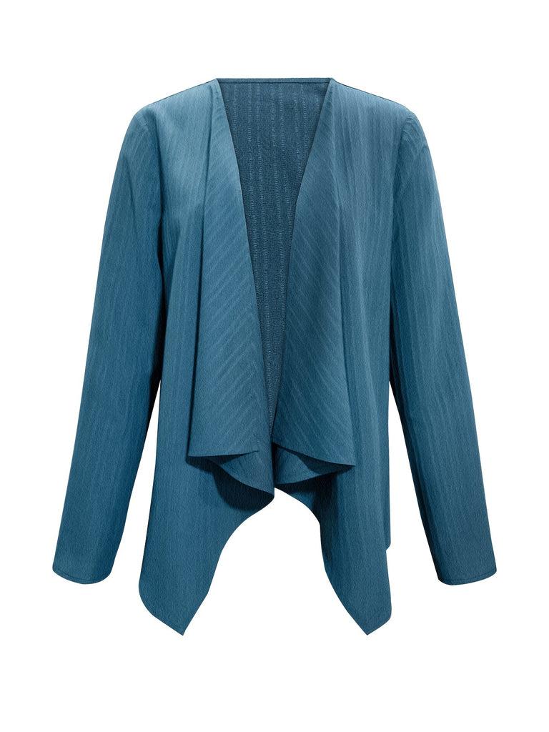 kkboxly  Solid Open Front Cardigan, Versatile Long Sleeve Knit Outwear For Spring & Fall, Women's Clothing