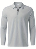 kkboxly  Waffle Pattern Sweatshirt, Men's Casual V Neck Slightly Stretch Pullover Shirt For Autumn Winter