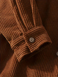 kkboxly  Corduroy Men's Casual Comfy Long Sleeve Hooded Shirt, Men's Fall Winter Color Block Outwear