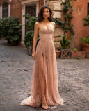 2025 autumn and winter new  Popular trade women's clothing wish sexy suspender split dress banquet evening dress