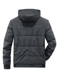 kkboxly  Men's Padded Hooded Jacket, Men Casual Padded Coat Windbreaker Zipper Pocket For Men Winter