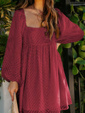 kkboxly  Square Neck Puff Sleeve Dress, Casual Every Day Dress For Spring & Summer, Women's Clothing