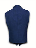 V Neck Suit Vest, Men's Casual Retro Style Solid Color Single Breasted Waistcoat For Spring Fall Dinner Suit Match Beer Festival