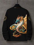 kkboxly Dragon Print Trendy Sweatshirt, Men's Casual Graphic Design Crew Neck Pullover Sweatshirt For Men Fall Winter