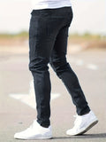 kkboxly  Ripped Design Cotton Slim Fit Jeans, Men's Casual Street Style Leg Mid Stretch Denim Pants For Spring Summer