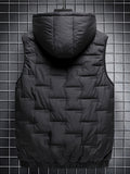kkboxly  Winter Warm Hooded Vest With Zipper Pockets, Men's Casual Zip Up Vest For Fall Winter Outdoor