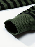 kkboxly  All Match Knitted Striped Sweater, Men's Casual Warm Slightly Stretch Crew Neck Pullover Sweater For Fall Winter