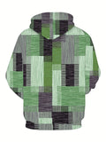 kkboxly  Plus Size Men's Plaid Hooded Jacket Oversized Hoodie With Zipper For Autumn/winter, Men's Clothing