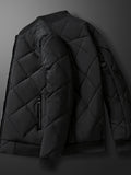 kkboxly  Men's Padded Jacket, Men Casual Padded Coat Windbreaker Zipper Pocket Stand Collar For Men Winter