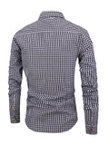 kkboxly  Men's Stylish Checkered Pattern Shirt, Casual Breathable Lapel Button Up Long Sleeve Shirt Top For City Walk Street Hanging Outdoor Activities