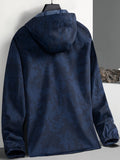 kkboxly  Men's Blue Printed Zip Pocket Hooded Jacket, Small Size & Order Size Up