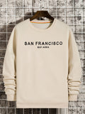 kkboxly  San Francisco Print Sweatshirt, Men's Casual Graphic Design Slightly Stretch Crew Neck Pullover Sweatshirt For Autumn Winter