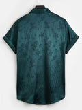 kkboxly kkboxly Elegant Floral Print Men's Mature Casual Short Sleeve Lapel Shirt, Summer Holiday Top, Photography