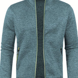 kkboxly  Elegant Mid Stretch Cardigan, Men's Casual Full Zip Up Cardigan Sweater Coat For Fall Winter