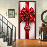 kkboxly Merry Christmas Welcome Banner - 35x70 Inch Polyester Striped Front Door Porch Decoration, Classic Rectangular Hanging Sign for Holiday Home & Party Decor Welcome Home Decorations