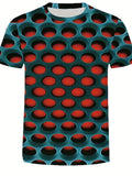 kkboxly Men's Summer Outdoor Graphic Tee - 3D Vision Illusion & Dense Hole Pattern - Slightly Stretchy & Comfortable!