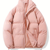 kkboxly  Men's Casual Warm Winter Jacket, Stand Collar Cotton Padded Jacket Coat For Outdoor Activities