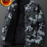 kkboxly  Solid Color Sherpa Lined Varsity Jacket, Men's Casual Fleece Lined Baseball Jacket Coat Regular Fit College Hipster Windbreaker For Winter Autumn
