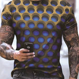 kkboxly Men's Summer Outdoor Graphic Tee - 3D Vision Illusion & Dense Hole Pattern - Slightly Stretchy & Comfortable!