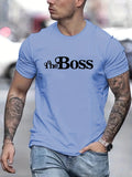 kkboxly  'The Boss' Print Tee Shirt, Tee For Men, Casual T-shirt For Summer Spring Fall, Tops As Gifts