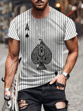2025 Men's Striped Spade Print T-Shirt - Comfortable Summer Tee with Various Graphic Designs